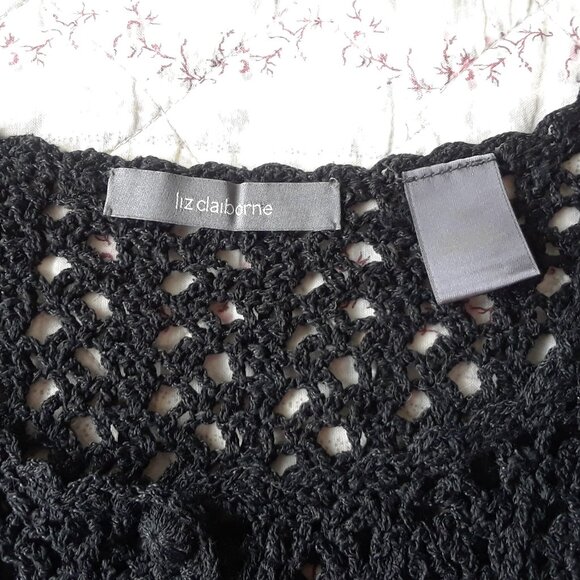Liz Claiborne Silk Crochet Open Cardigan Top - Picture 6 of 9